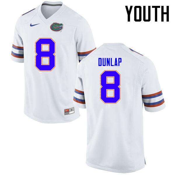 Florida Gators Youth #8 Carlos Dunlap College Football Jersey White